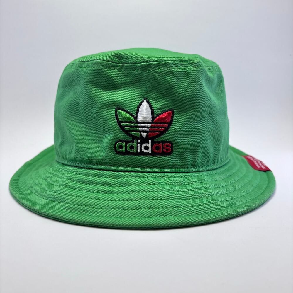 ADIDAS Originals Mexico 3 -Stripes Bucket Hat with Green/Vivid Green